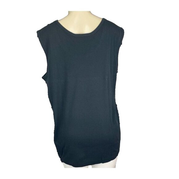 Denim 24/7 Plus 26/28 Black Sequin Scoop Neckline Ribbed Trim Sleeveless Top - Picture 3 of 6